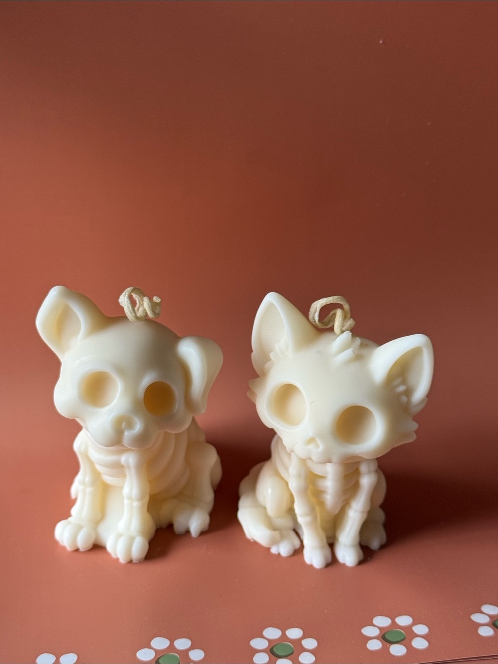 Cream Cat Skeleton Candle - Decorative Pet Aroma Candle